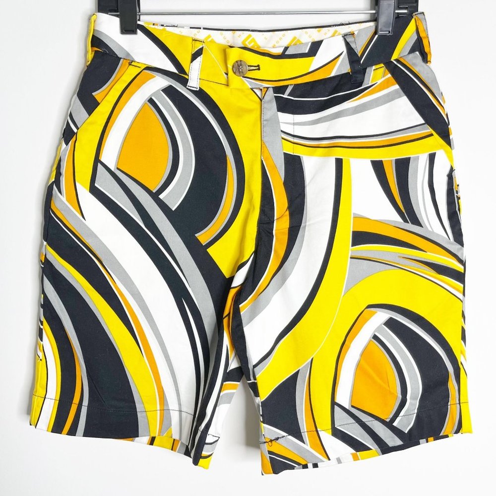 LOUDMOUTH Men's Golf Yellow Black White Shorts Size 30
